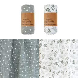 Kangobaby New Design 2pcs Set Double Layers 100% Cotton Newborn Baby Muslin Swaddle Blanket