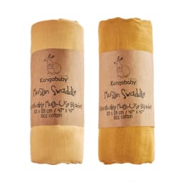 Kangobaby New Design 2pcs Set Double Layers 100% Cotton Newborn Baby Muslin Swaddle Blanket