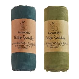 Kangobaby New Design 2pcs Set Double Layers 100% Cotton Newborn Baby Muslin Swaddle Blanket