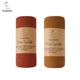 Kangobaby New Design 2pcs Set Double Layers 100% Cotton Newborn Baby Muslin Swaddle Blanket