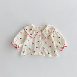 Little Cherry, A Full-Print Long-Sleeved Set With a Large Lapel, Sweet and Casual Long Pants