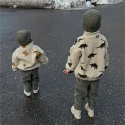 Fashion Baby Girl Boy Lamb Wool Jacket Infant Toddler Child Cartoon Print Fleece Inside Jacket Autumn Winter Baby Clothes 1-7Y