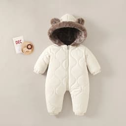 0-3 Years Baby Onesies Autumn and Winter Fleece Warm Cotton Clothes Newborn Clothes Baby Solid Color Hooded Crawling Suit Baby