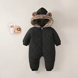 0-3 Years Baby Onesies Autumn and Winter Fleece Warm Cotton Clothes Newborn Clothes Baby Solid Color Hooded Crawling Suit Baby