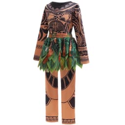 Moana Adult Children Demi God Maui Tattoo Costume Set Halloween Carnival Cosplay TattooTops Pants Outfit For Boys Men Summer