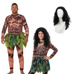 Moana Adult Children Demi God Maui Tattoo Costume Set Halloween Carnival Cosplay TattooTops Pants Outfit For Boys Men Summer