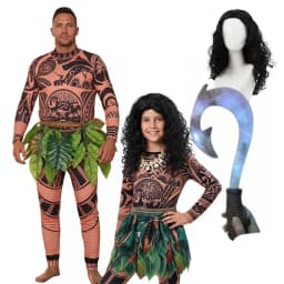 Moana Adult Children Demi God Maui Tattoo Costume Set Halloween Carnival Cosplay TattooTops Pants Outfit For Boys Men Summer