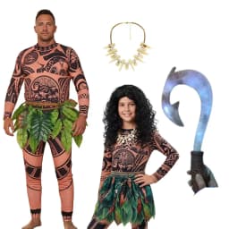 Moana Adult Children Demi God Maui Tattoo Costume Set Halloween Carnival Cosplay TattooTops Pants Outfit For Boys Men Summer