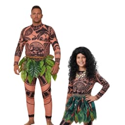 Moana Adult Children Demi God Maui Tattoo Costume Set Halloween Carnival Cosplay TattooTops Pants Outfit For Boys Men Summer