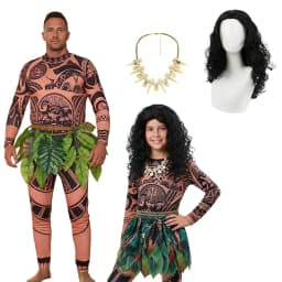 Moana Adult Children Demi God Maui Tattoo Costume Set Halloween Carnival Cosplay TattooTops Pants Outfit For Boys Men Summer