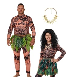 Moana Adult Children Demi God Maui Tattoo Costume Set Halloween Carnival Cosplay TattooTops Pants Outfit For Boys Men Summer