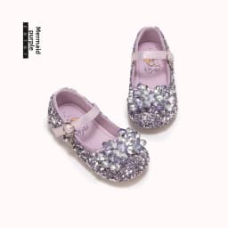 Girls Crystal Slip-On Shoes Soft Bottom Rhinestone Princess Flats Spring Autumn New Style Kids Lightweight Sweet Leather Shoes