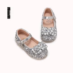 Girls Crystal Slip-On Shoes Soft Bottom Rhinestone Princess Flats Spring Autumn New Style Kids Lightweight Sweet Leather Shoes