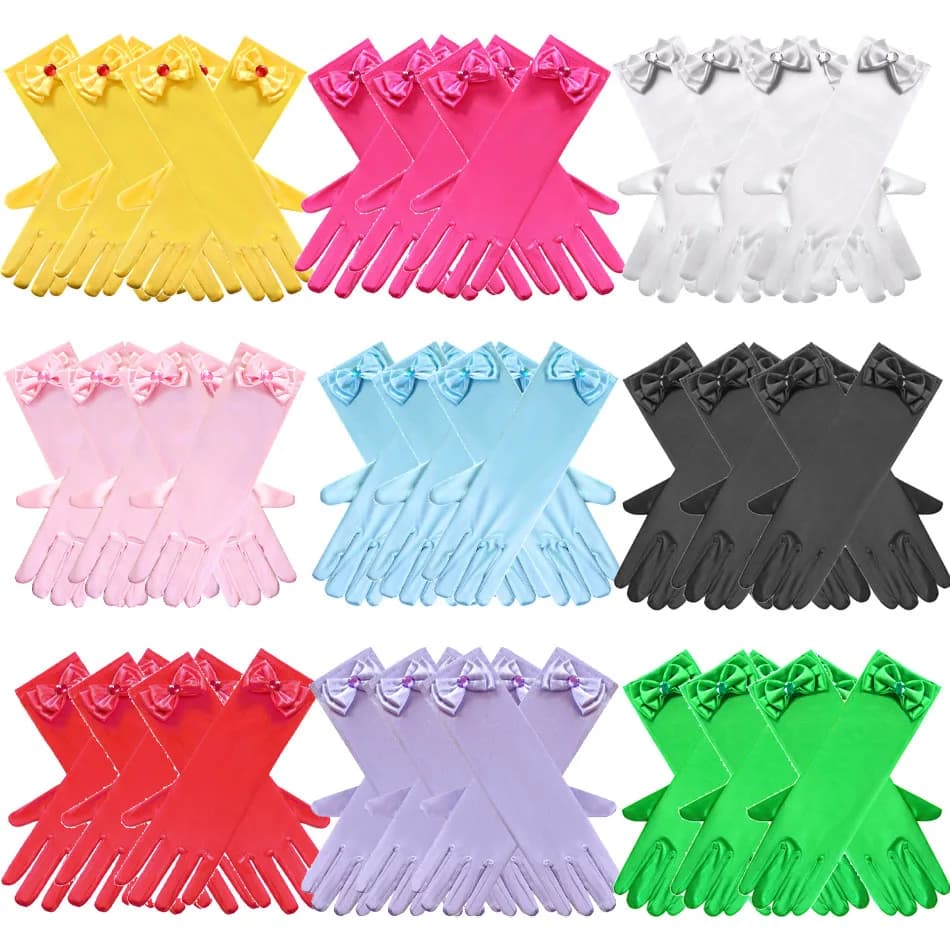 Wholesale 10pairs/lot Princess Girls Long Gloves Finger Set for Birthday Party Wedding Elsa Anna Belle Sofia  Accessories Mitten