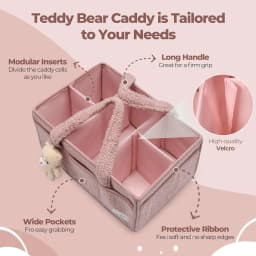 Baby Diaper Caddy Organizer for Changing Table, Plush Diaper Stackers & Caddies Diaper Bag with Teddy Bear,Diaper Storage Basket