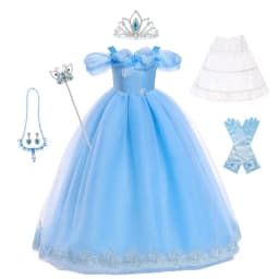 Girls New Year Blue Long Dress for Kids Christmas Birthday Party Dresses Butterfly Cinderella Cosplay Costumes Chidren Outfits