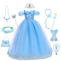 Girls New Year Blue Long Dress for Kids Christmas Birthday Party Dresses Butterfly Cinderella Cosplay Costumes Chidren Outfits