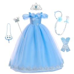 Girls New Year Blue Long Dress for Kids Christmas Birthday Party Dresses Butterfly Cinderella Cosplay Costumes Chidren Outfits