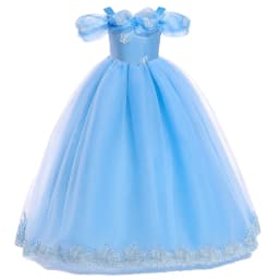 Girls New Year Blue Long Dress for Kids Christmas Birthday Party Dresses Butterfly Cinderella Cosplay Costumes Chidren Outfits