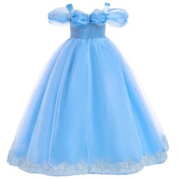 Girls New Year Blue Long Dress for Kids Christmas Birthday Party Dresses Butterfly Cinderella Cosplay Costumes Chidren Outfits