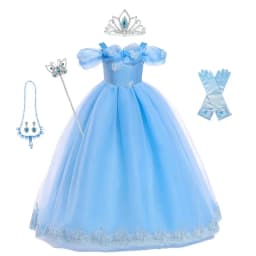 Girls New Year Blue Long Dress for Kids Christmas Birthday Party Dresses Butterfly Cinderella Cosplay Costumes Chidren Outfits