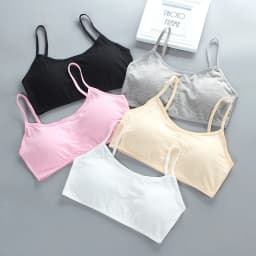 5PCS Cotton Wireless Training Bras Solid Color Puberty Lingerie for Big Girls Ideal Underwear for Tweens Teens Kids' Small Bra