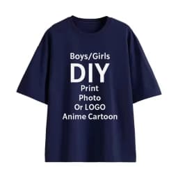 Custom T-shirts, Printed with Your Design, Logo Text Children's Round Neck Printed Pure Cotton Personalized Gift T-shirt Tops