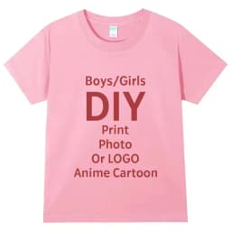 Custom T-shirts, Printed with Your Design, Logo Text Children's Round Neck Printed Pure Cotton Personalized Gift T-shirt Tops