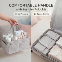 Portable Baby Diaper Caddy Organizer Soft Corduroy Storage Basket with Handle Foldable Multi-pocket Newborn Nappy Toy Organizer