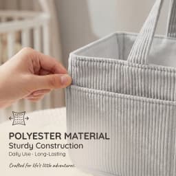 Portable Baby Diaper Caddy Organizer Soft Corduroy Storage Basket with Handle Foldable Multi-pocket Newborn Nappy Toy Organizer