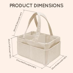 Portable Baby Diaper Caddy Organizer Soft Corduroy Storage Basket with Handle Foldable Multi-pocket Newborn Nappy Toy Organizer