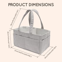Portable Baby Diaper Caddy Organizer Soft Corduroy Storage Basket with Handle Foldable Multi-pocket Newborn Nappy Toy Organizer