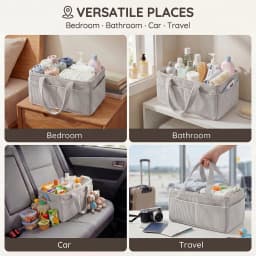 Portable Baby Diaper Caddy Organizer Soft Corduroy Storage Basket with Handle Foldable Multi-pocket Newborn Nappy Toy Organizer