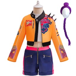Girls Street Style Cosplay Set Cropped Jacket Denim Shorts Kids Outfit for Halloween Carnival Birthday Theme Party Dress-Up