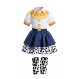 2026 Cool Girl Western Cowgirl Suit Double Layer Cow Print Skirt With Leg Warmers Kid Toy Party Movie Costume Fancy Jessie Dress