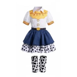 2026 Cool Girl Western Cowgirl Suit Double Layer Cow Print Skirt With Leg Warmers Kid Toy Party Movie Costume Fancy Jessie Dress