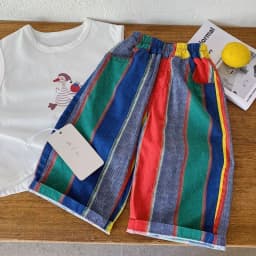 Summer Colorful Stripe Kids Pants Thin Loose Casual Boys Trousers Cotton Breathable Children Pants Streetwear for 1-8Y Boys