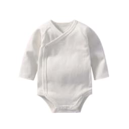 Newborn Baby Bodysuit 0 To 3 Months 100% Cotton Slanting Open Button Solid Color Long Sleeve Jumpsuits Baby Boy Girl Clothes