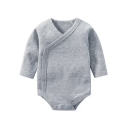 Newborn Baby Bodysuit 0 To 3 Months 100% Cotton Slanting Open Button Solid Color Long Sleeve Jumpsuits Baby Boy Girl Clothes