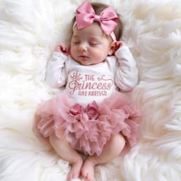 Ylsteed Summer Newborn Photography Outfit Sets Infant Baby Girls Letter Print Romper Pink Tulle Skirt Headband Photo Props-HD