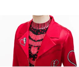 2026 New Movie Cosplay Outfit Girls Red Heart Printed 4Pcs Dress Set Jacket+Top+Skirt+Pants Halloween Costume Descendant Cosplay