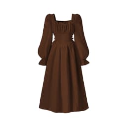 2025 Autumn New Princess Dress Solid Color White Square Collar Ruffled Long Sleeve A-Line Dress For Girls 8-12 Years Party Set