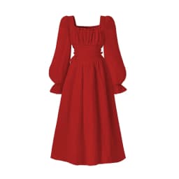 2025 Autumn New Princess Dress Solid Color White Square Collar Ruffled Long Sleeve A-Line Dress For Girls 8-12 Years Party Set