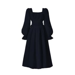 2025 Autumn New Princess Dress Solid Color White Square Collar Ruffled Long Sleeve A-Line Dress For Girls 8-12 Years Party Set