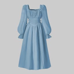 2025 Autumn New Princess Dress Solid Color White Square Collar Ruffled Long Sleeve A-Line Dress For Girls 8-12 Years Party Set