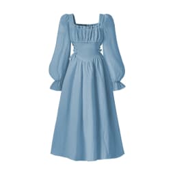 2025 Autumn New Princess Dress Solid Color White Square Collar Ruffled Long Sleeve A-Line Dress For Girls 8-12 Years Party Set