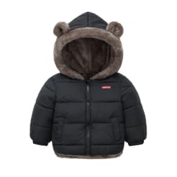 2-6Y Boys Jacket Autumn Winter Solid Color Lamb Fleece Lining Plush Thick Warm Hooded Zipper Coats Girls Cotton Casual Outwear