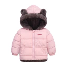 2-6Y Boys Jacket Autumn Winter Solid Color Lamb Fleece Lining Plush Thick Warm Hooded Zipper Coats Girls Cotton Casual Outwear