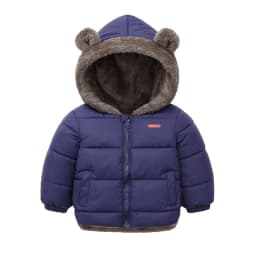 2-6Y Boys Jacket Autumn Winter Solid Color Lamb Fleece Lining Plush Thick Warm Hooded Zipper Coats Girls Cotton Casual Outwear
