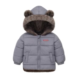 2-6Y Boys Jacket Autumn Winter Solid Color Lamb Fleece Lining Plush Thick Warm Hooded Zipper Coats Girls Cotton Casual Outwear